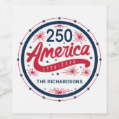 アメリカ建国250周年 赤 白 青 ワインラベル (シングルラベル)