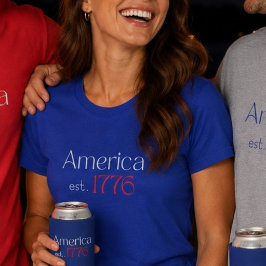 アメリカ建国250周年 1776年 タイポグラフィ ブルー Tシャツ
