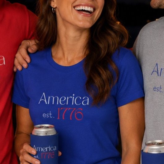 アメリカ建国250周年 1776年 タイポグラフィ ブルー Tシャツ