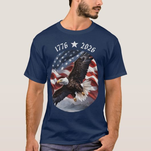 アメリカ建国250周年 1776-2026 イーグル Tシャツ (正面)