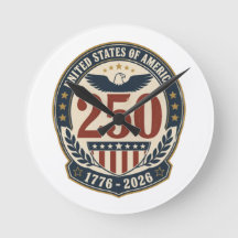 アメリカ建国250周年 1776-2026 壁掛け時計