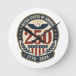 アメリカ建国250周年 1776-2026 壁掛け時計 ラウンド壁時計