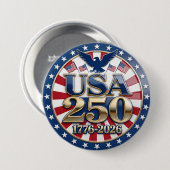 アメリカ建国250周年 1776-2026 USA 缶バッジ (正面&裏面)