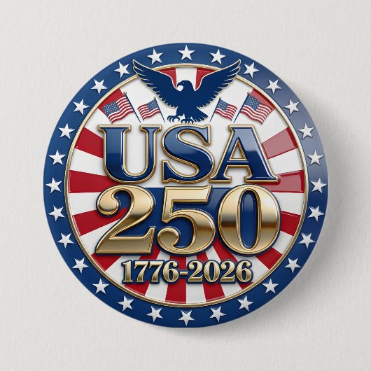 アメリカ建国250周年 1776-2026 USA 缶バッジ (正面)