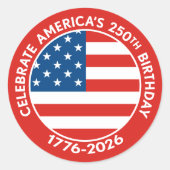 アメリカ建国250周年 1776-2026 USA 250周年記念フラグ ラウンドシール (正面)