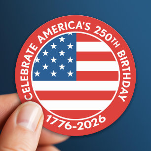 アメリカ建国250周年 1776-2026 USA 250周年記念フラグ ラウンドシール