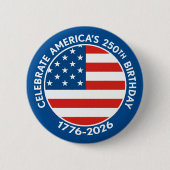アメリカ建国250周年 1776-2026 USA 250 フラッグ 缶バッジ (正面)