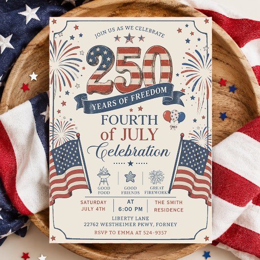 アメリカ建国250周年 7月4日パーティー 招待状