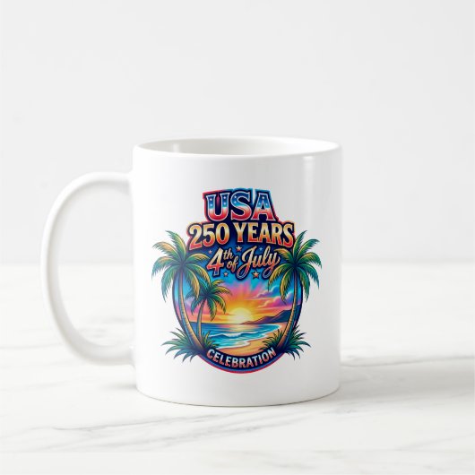 アメリカ建国250周年 USA パームビーチ コーヒーマグカップ (左)