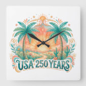 アメリカ建国250周年 USA パームビーチ スクエア壁時計 (正面)