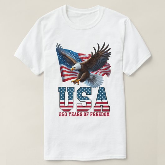 アメリカ建国250周年 USA フラッグ イーグル 自由の祝祭 Tシャツ (デザイン正面)