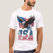 アメリカ建国250周年 USA フラッグ イーグル 自由の祝祭 Tシャツ (正面)