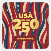 アメリカ建国250年カスタムデザイン愛国 スクエアシール (正面)