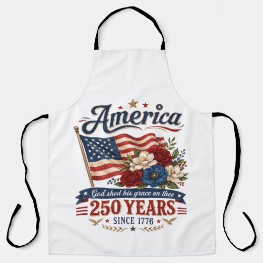 アメリカ建国250年フラワーフラグ エプロン (正面)