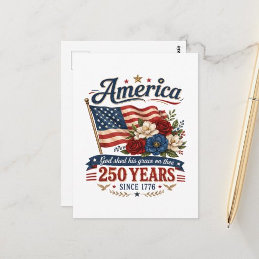 アメリカ建国250年フラワーフラグ ポストカード (正面/裏面インサイチュ)