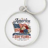 アメリカ建国250年フラワーフラッグ キーホルダー (正面)