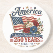 アメリカ建国250年フラワーフラッグ コースター (正面)