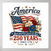 アメリカ建国250年フラワーフラッグ ポスター (正面)