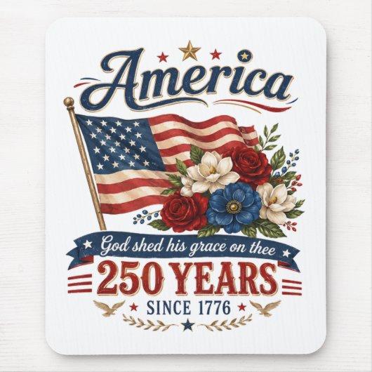 アメリカ建国250年フラワーフラッグ マウスパッド (正面)