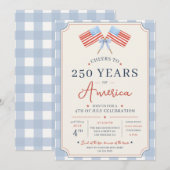 アメリカ建国250年祝い 7月4日パーティー 招待状 (正面/裏面)