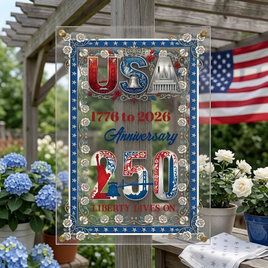 アメリカ建国250年祭 1776-2026 USA 250周年 アクリルサイン