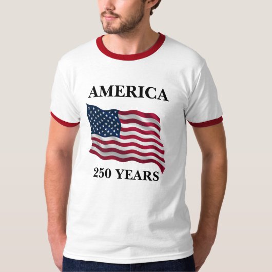 アメリカ建国250年記念フラグメンズリンガーTシャツ Tシャツ (正面)