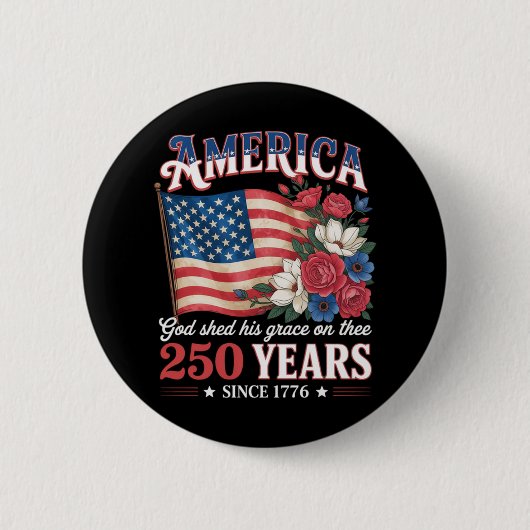 アメリカ建国250年記念フラワーフラッグ 缶バッジ (正面)