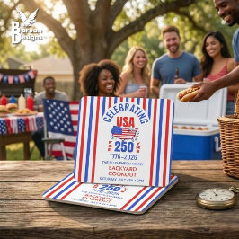アメリカ建国250年記念 ファミリーBBQ 7月4日 スクエアペーパーコースター