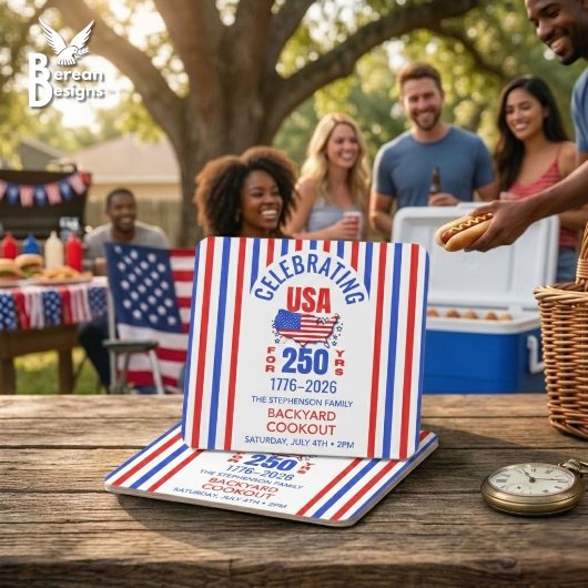 アメリカ建国250年記念 ファミリーBBQ 7月4日 スクエアペーパーコースター