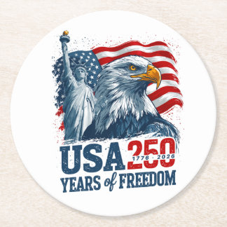アメリカ建国250年 アメリカの半250周年記念 自由と鷲 ラウンドペーパーコースター