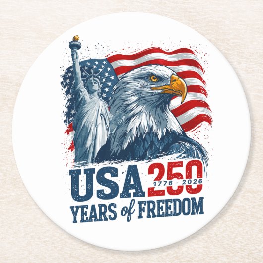 アメリカ建国250年 アメリカの半250周年記念 自由と鷲 ラウンドペーパーコースター (正面)