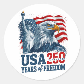 アメリカ建国250年 アメリカテメリカの半250周年自由と鷲 ラウンドシール
