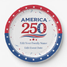 アメリカ建国250年 - オリジナル名入れパーティーグッズ 赤 白 青