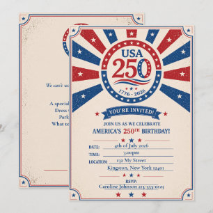 アメリカ建国250年 ヴィンテージ パトリオティックパーティー 招待状