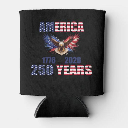 アメリカ建国250年 - 愛国心あふれるイーグル 1776-2026 USA 缶クーラー (正面)