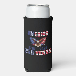 アメリカ建国250年 - 愛国心あふれる鷲 1776-2026 USA スリム缶クーラー