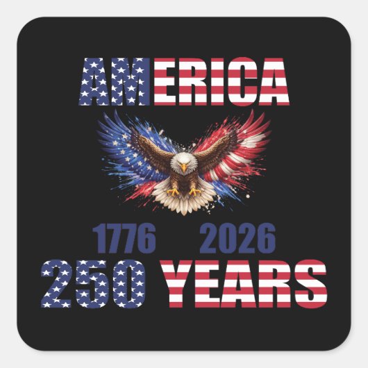 アメリカ建国250年 – 愛国的な鷲 1776–2026 USA スクエアシール (正面)