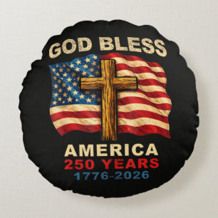 アメリカ建国250年 神の祝福 1776-2026 ラウンドクッション