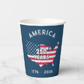 アメリカ建国250年 1776–2026 USAマップ・フラグ・愛国心 紙コップ (裏面)