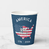 アメリカ建国250年 1776–2026 USAマップ・フラグ・愛国心 紙コップ (正面)
