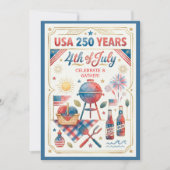 アメリカ建国250年 7月4日BBQ招待状 招待状 (正面)