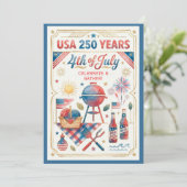 アメリカ建国250年 7月4日BBQ招待状 招待状 (スタンド正面)