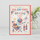 アメリカ建国250年 7月4日BBQ招待状 招待状 (スタンド正面)