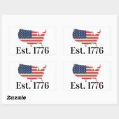 アメリカ建国 1776 愛国フラグ 長方形シール (シート)