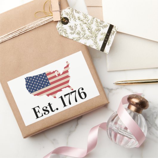 アメリカ建国 1776 愛国フラグ 長方形シール (ギフト)