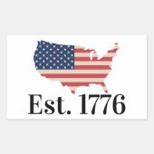 アメリカ建国 1776 愛国フラグ 長方形シール (正面)