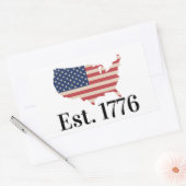 アメリカ建国 1776 愛国フラグ 長方形シール (封筒)