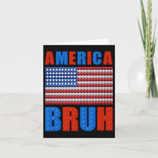 アメリカ建物ブリック国旗7月4日 カード (正面)