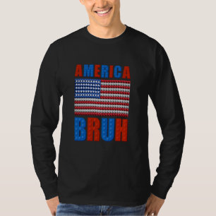 アメリカ建物ブリック国旗7月4日 Tシャツ