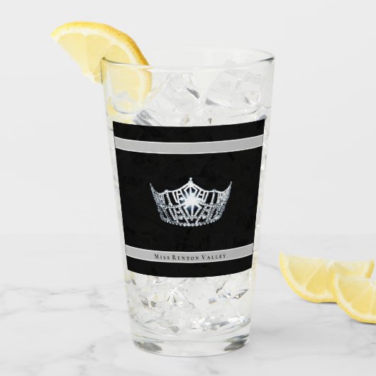 アメリカ恋しく思シルバークラウン&名前をカスタムするグラス タンブラーグラス (アイス正面)